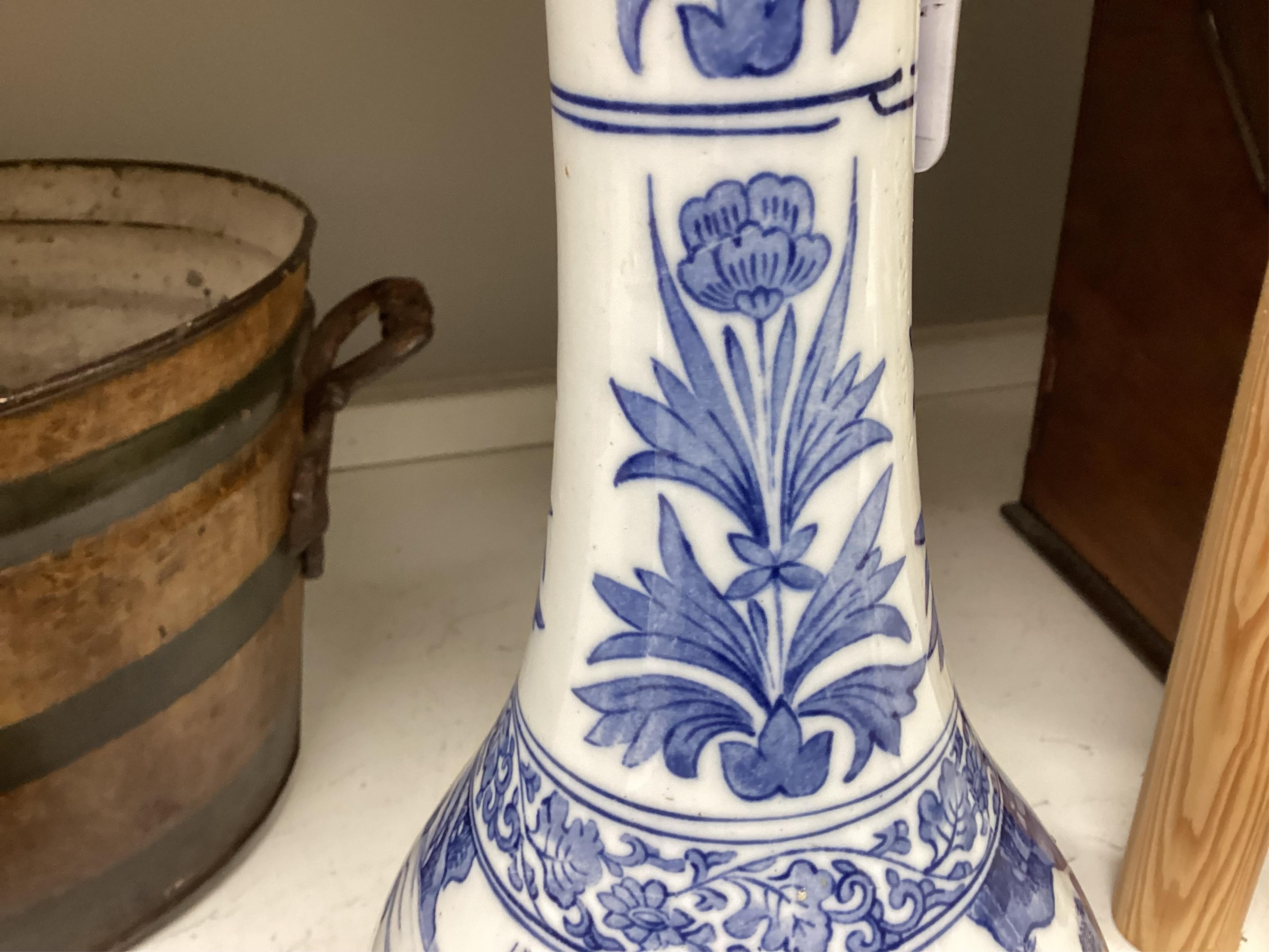 A Chinese style blue and white vase, 39cm high